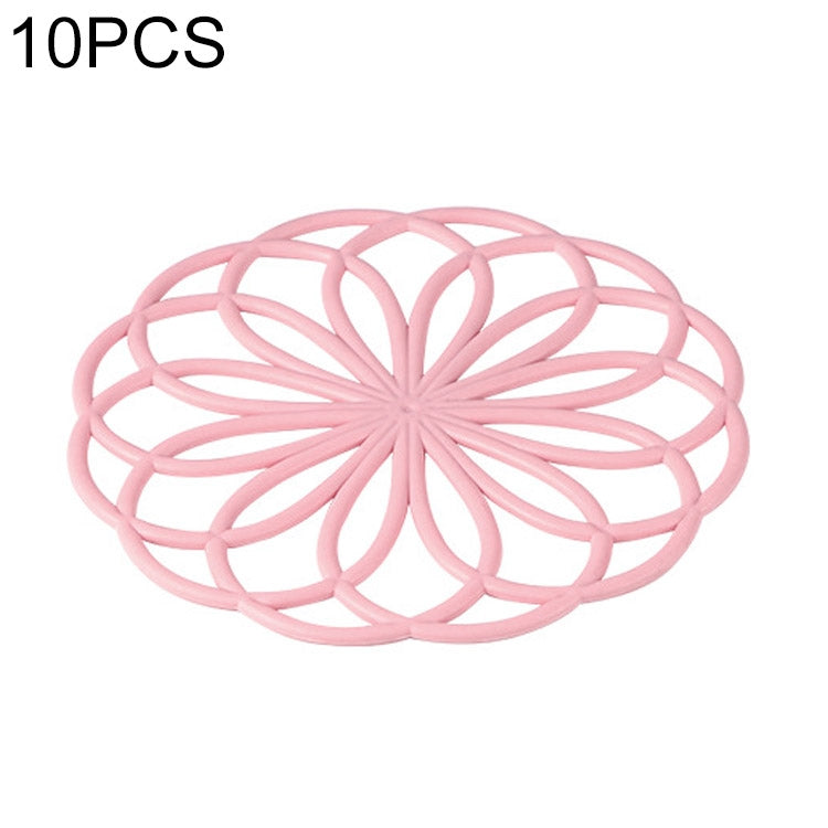 10 PCS Creative Hollow Flower Shape Ktchen Household Non-slip Anti-scalding Insulation Tableware Cup Mat(Pink)