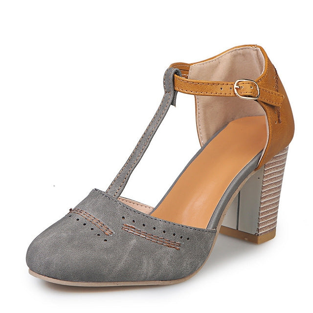 Thick Heel Suede Versatile High Heel Sandals for Women, Shoe Size:36