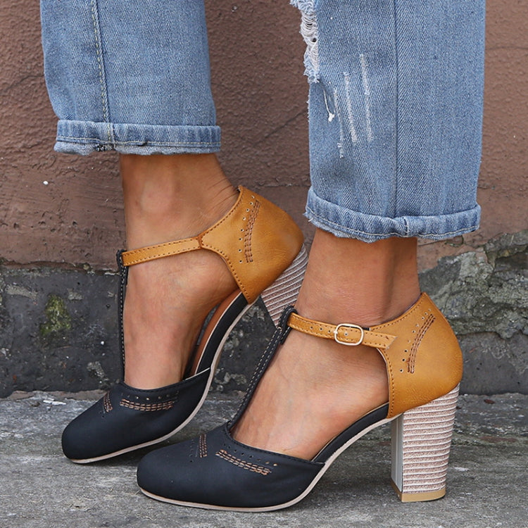 Thick Heel Suede Versatile High Heel Sandals for Women, Shoe Size:39