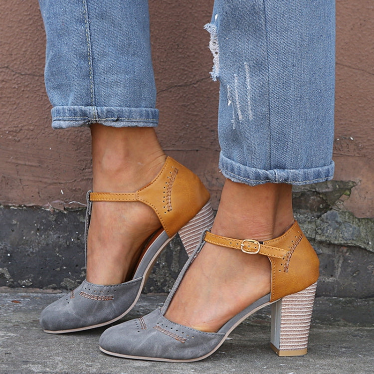 Thick Heel Suede Versatile High Heel Sandals for Women, Shoe Size:39