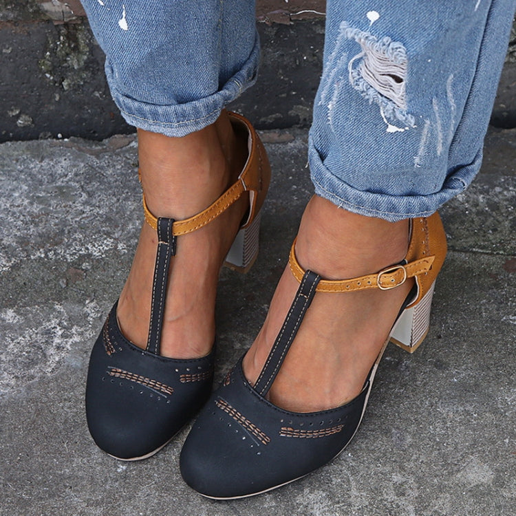 Thick Heel Suede Versatile High Heel Sandals for Women, Shoe Size:40