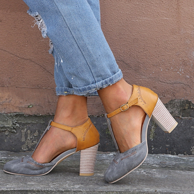 Thick Heel Suede Versatile High Heel Sandals for Women, Shoe Size:40