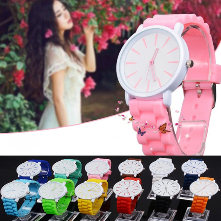 Simple Style Round Dial Jelly Silicone Strap Quartz Watch