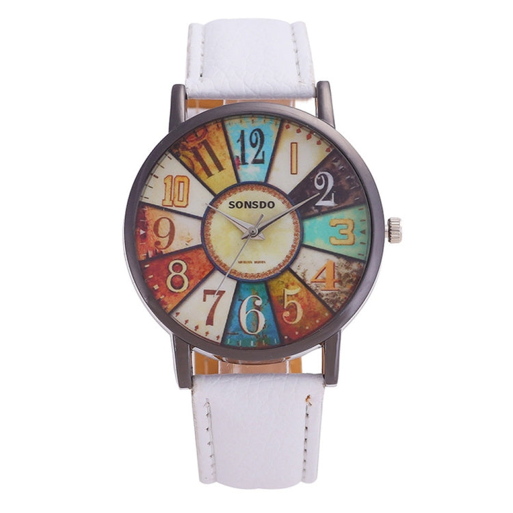 Retro Personality Digital Turntable PU Leather Strap Quartz Watch