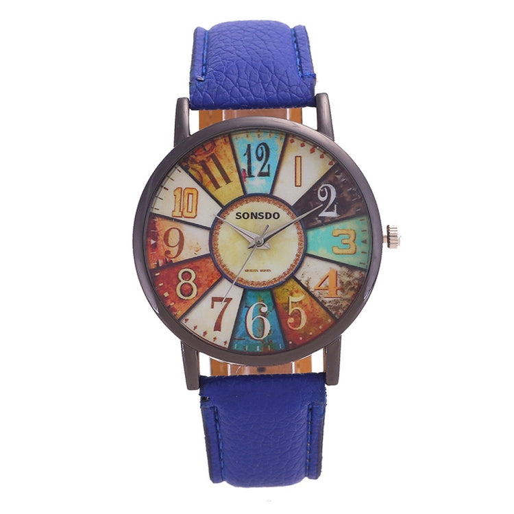 Retro Personality Digital Turntable PU Leather Strap Quartz Watch