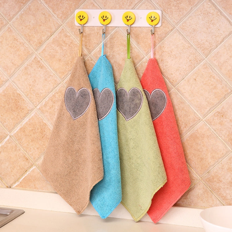 Kitchen Cute Love Heart Pattern Soft Hand Towel Cleaning Dish Microfiber Wipe Table Cloth