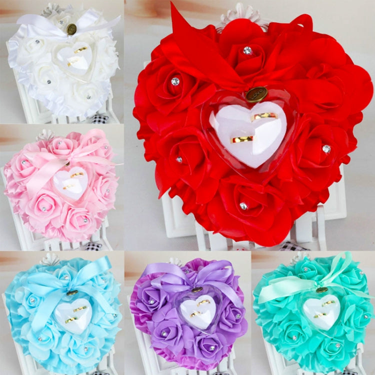 Heart-shaped Ring Box can Hang Simulation Foam Rose Ring Pillow Wedding Supplies