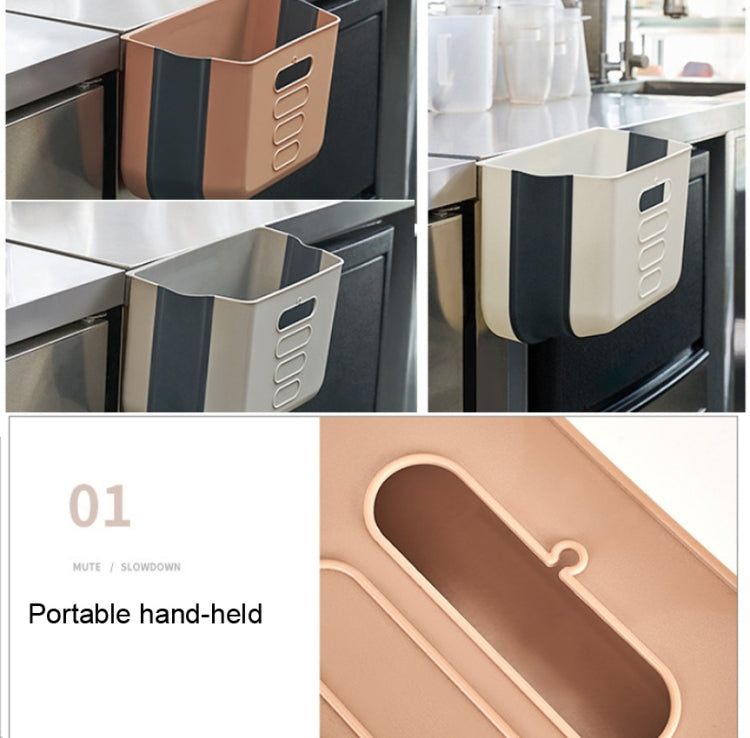 Cabinet Door Kitchen Household Plastic Wall-mounted Folding Sanitary Trash Can(White)