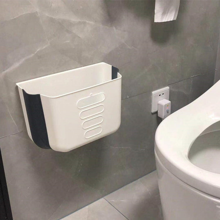 Cabinet Door Kitchen Household Plastic Wall-mounted Folding Sanitary Trash Can(White)