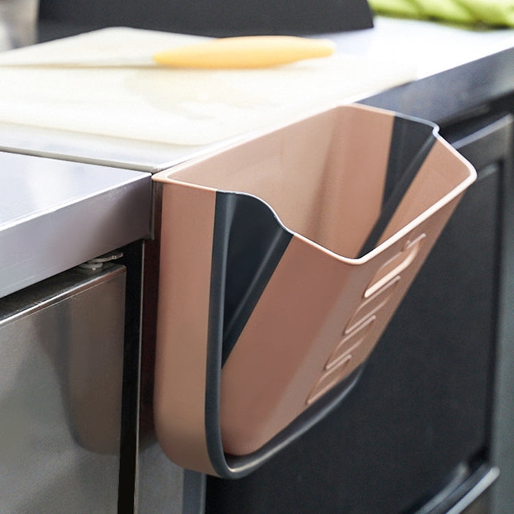 Cabinet Door Kitchen Household Plastic Wall-mounted Folding Sanitary Trash Can(White)