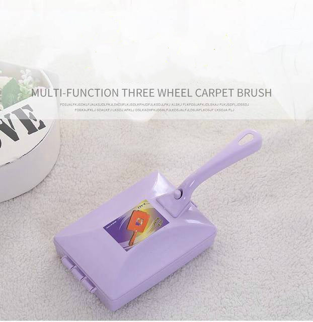 Handheld Double Roller Style Brush Carpet Cleaning Brush Sweeper Crumb Remove Hair Brushes, Random Color Delivery