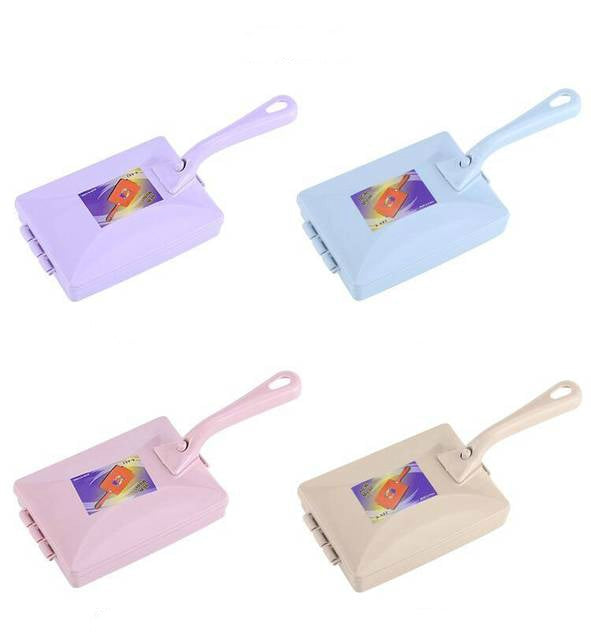 Handheld Double Roller Style Brush Carpet Cleaning Brush Sweeper Crumb Remove Hair Brushes, Random Color Delivery