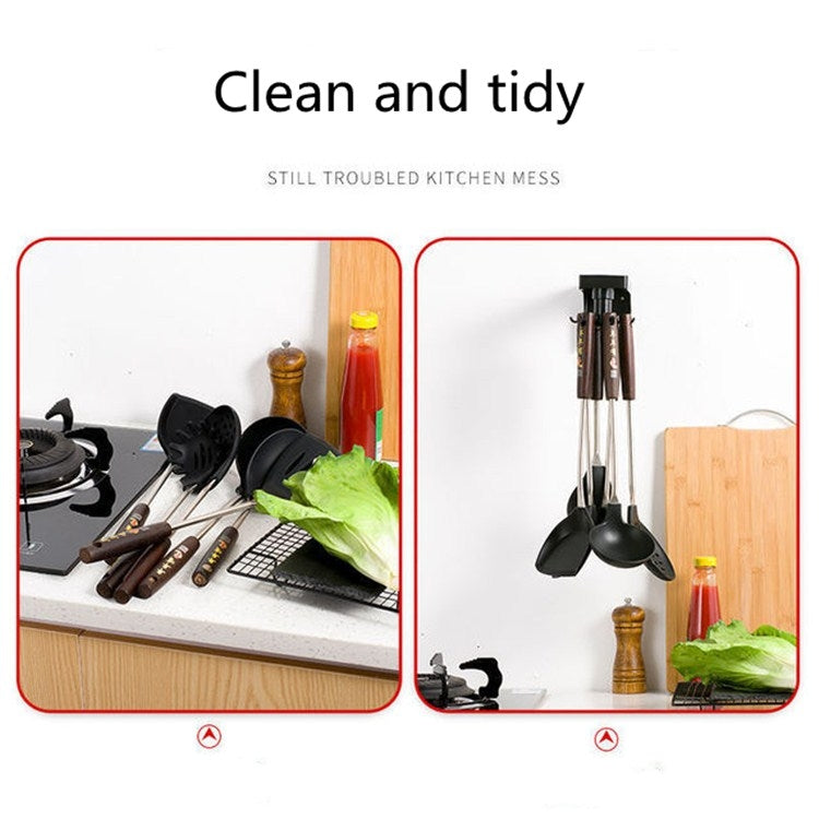 2 PCS Retractable Rotating Kitchen Rack Without Punching Wall Hanging Wall Rack Multi-function 6-hook
