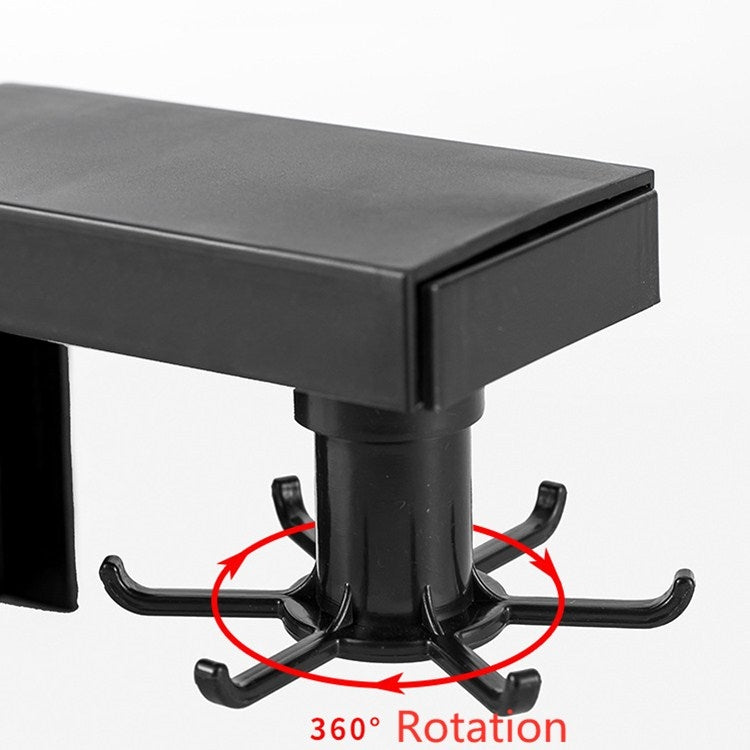 2 PCS Retractable Rotating Kitchen Rack Without Punching Wall Hanging Wall Rack Multi-function 6-hook