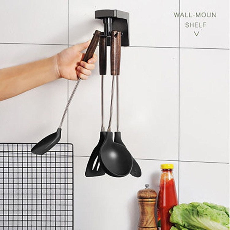 2 PCS Retractable Rotating Kitchen Rack Without Punching Wall Hanging Wall Rack Multi-function 6-hook