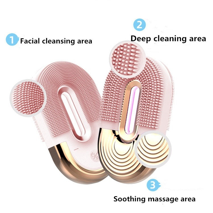 Wireless Hot Compress Face Washing Instrument Ultrasonic Cleansing Instrument Pore Cleaning Electric Silicone Beauty Brush