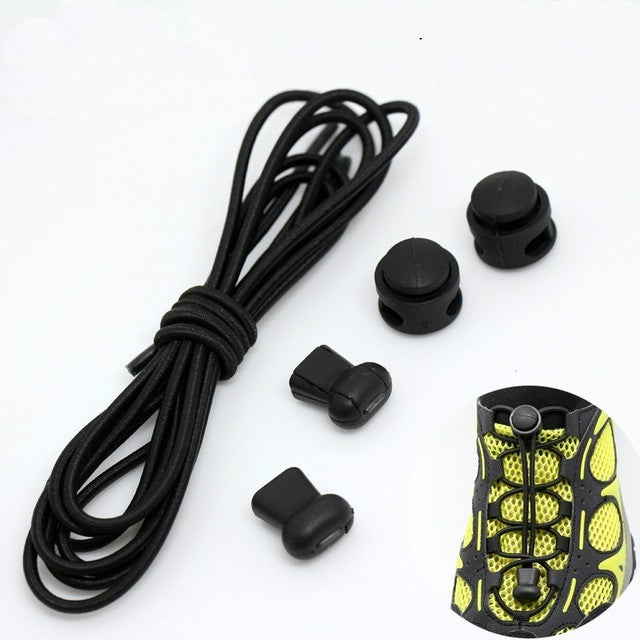 2 Pairs Elastic Band Round Spring Buckle Adult Children Safety Elastic Free Lazy Shoelaces