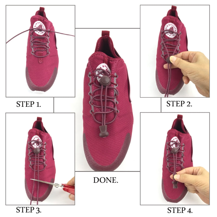 2 Pairs Elastic Band Round Spring Buckle Adult Children Safety Elastic Free Lazy Shoelaces