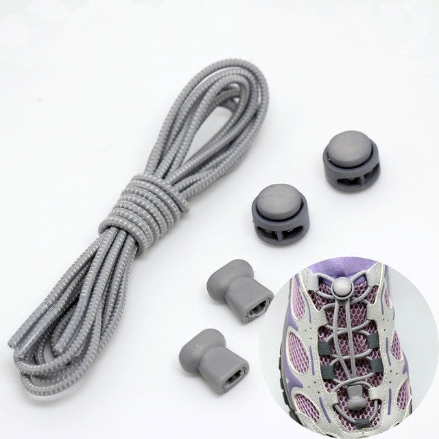 2 Pairs Elastic Band Round Spring Buckle Adult Children Safety Elastic Free Lazy Shoelaces