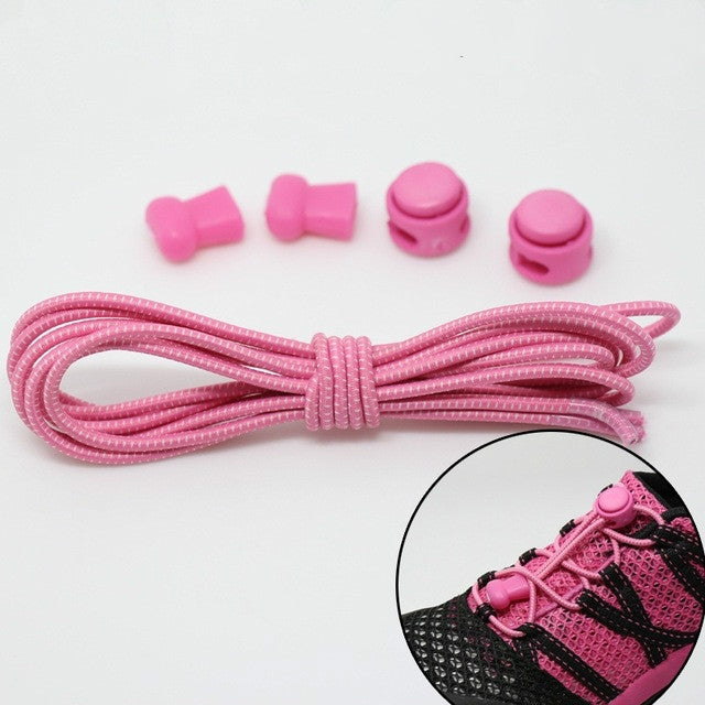 2 Pairs Elastic Band Round Spring Buckle Adult Children Safety Elastic Free Lazy Shoelaces