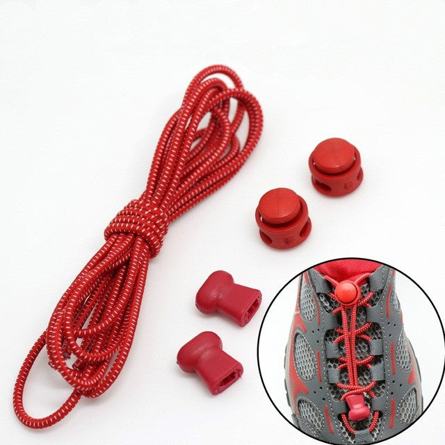 2 Pairs Elastic Band Round Spring Buckle Adult Children Safety Elastic Free Lazy Shoelaces