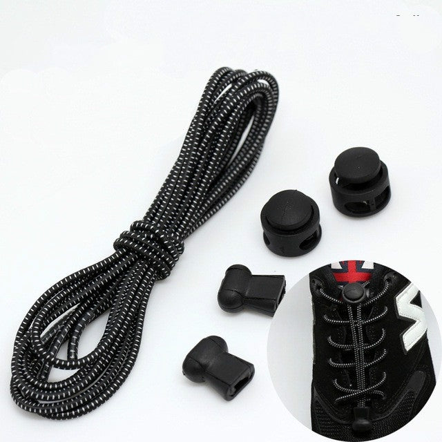 2 Pairs Elastic Band Round Spring Buckle Adult Children Safety Elastic Free Lazy Shoelaces