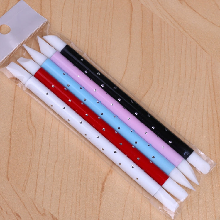 5 PCS Double Head Nail Art Brush UV Gel Polish Glitters Sequins Silicone Brushes 3D Manicure Tool