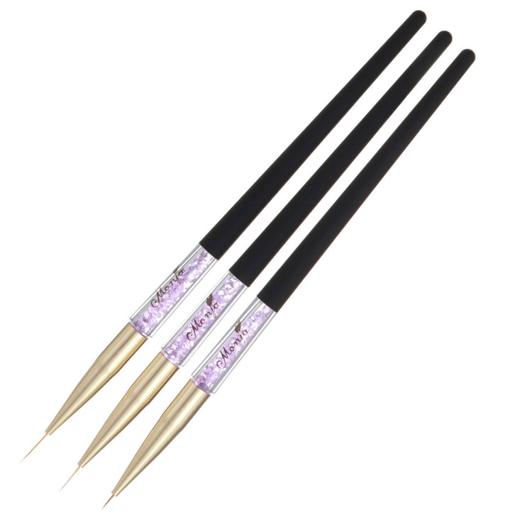 Monja 7/9/11mm 3 PCS/set Brush Liner Flower Grid Image Painting Acrylic Handle Drawing Pen Manicure Tool