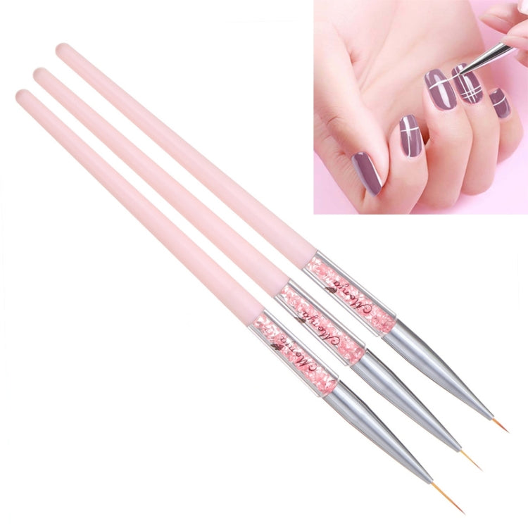 Monja 7/9/11mm 3 PCS/set Brush Liner Flower Grid Image Painting Acrylic Handle Drawing Pen Manicure Tool