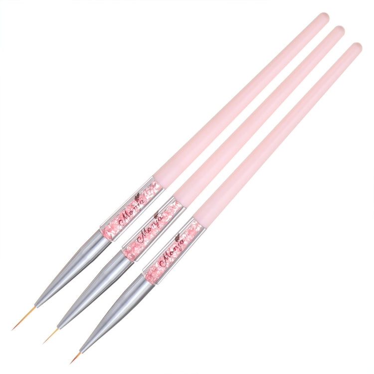 Monja 7/9/11mm 3 PCS/set Brush Liner Flower Grid Image Painting Acrylic Handle Drawing Pen Manicure Tool