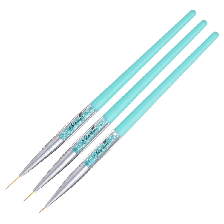 Monja 7/9/11mm 3 PCS/set Brush Liner Flower Grid Image Painting Acrylic Handle Drawing Pen Manicure Tool