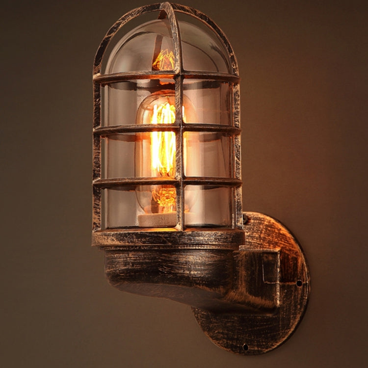 Retro Industrial Cage Wall Lamp Attic Interior Lighting Iron Copper Wall Lamp without Bulb