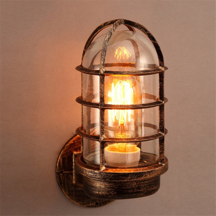 Retro Industrial Cage Wall Lamp Attic Interior Lighting Iron Copper Wall Lamp without Bulb