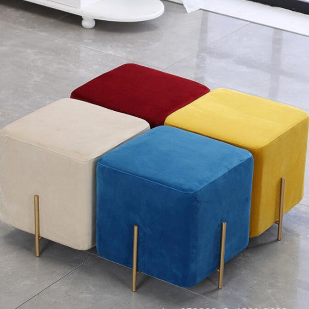 Nordic Home Fabric Metal Shoe Bench Simple Creative Square Small Stool Sofa Bench