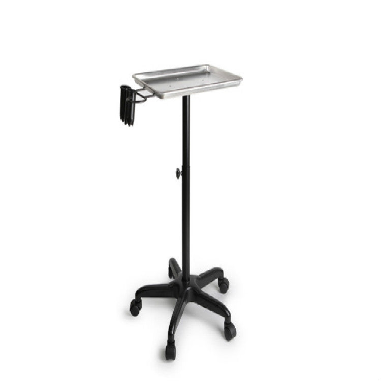 Aluminium Hair Salon Instrument Tray Adjustable Height Trolley Beauty Tools, Color:Silver(With Hair Dryer)