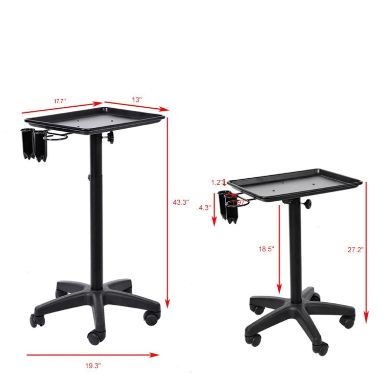 Aluminium Hair Salon Instrument Tray Adjustable Height Trolley Beauty Tools, Color:Silver(With Hair Dryer)