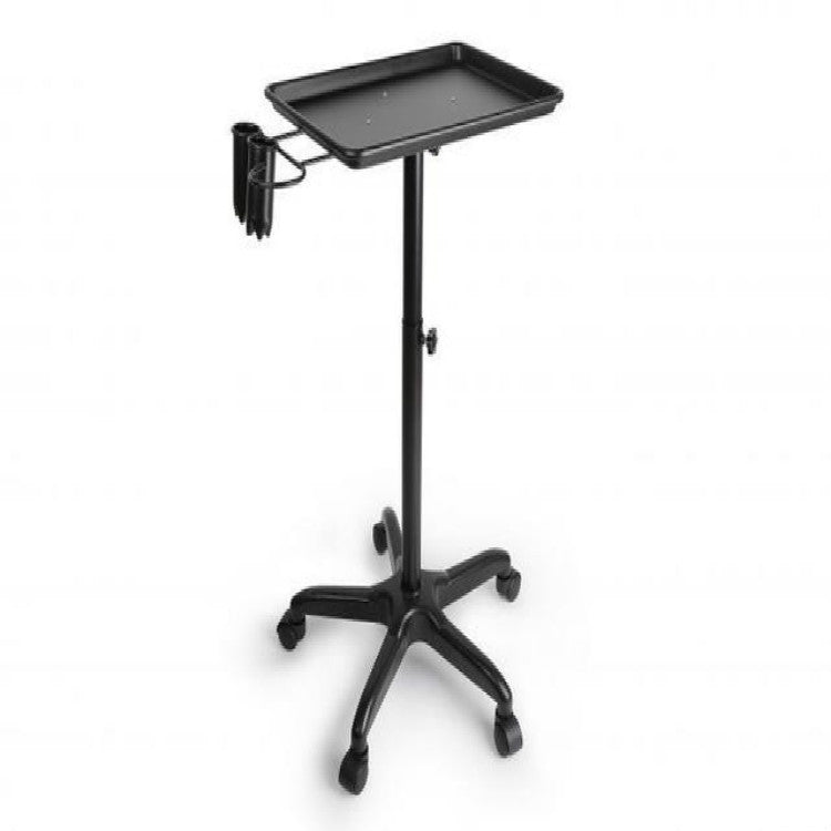Aluminium Hair Salon Instrument Tray Adjustable Height Trolley Beauty Tools, Color:Black(With Hair Dryer)