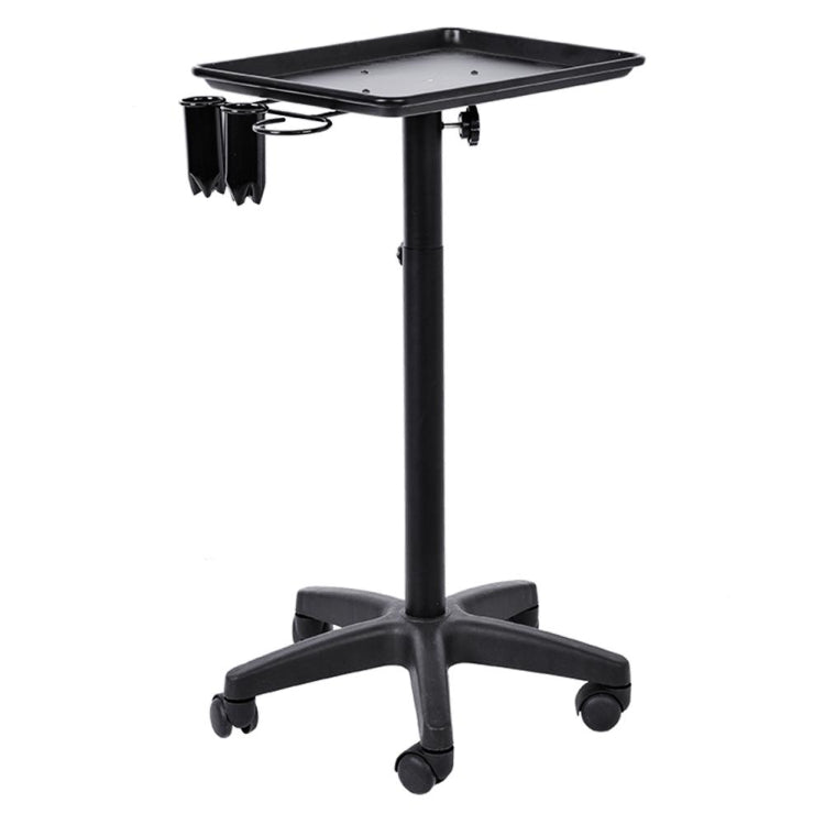 Aluminium Hair Salon Instrument Tray Adjustable Height Trolley Beauty Tools, Color:Black(With Hair Dryer)