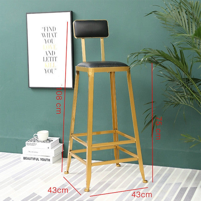 Nordic light Luxury Bar Chair Coffee Restaurant Leisure Back High Stool