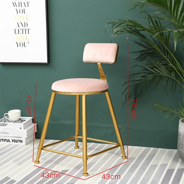 Nordic light Luxury Bar Chair Coffee Restaurant Leisure Back High Stool
