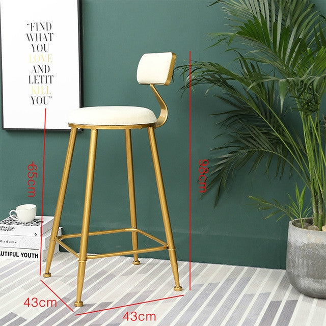 Nordic light Luxury Bar Chair Coffee Restaurant Leisure Back High Stool