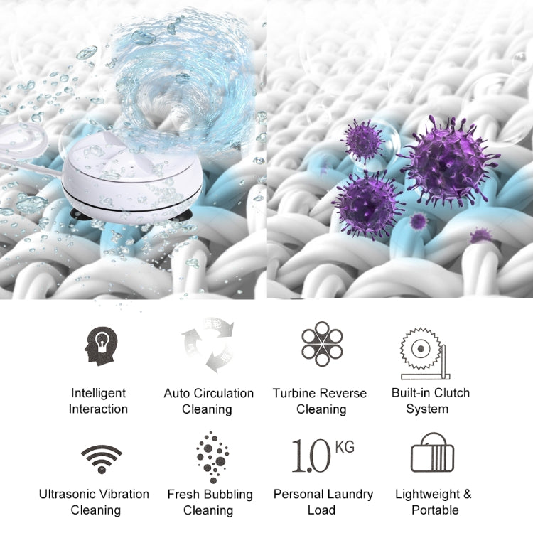 3 in 1 Portable Mini Washing Machine Ultrasonic Turbine Clothes Mini Washer with USB Cable Convenient for Travel