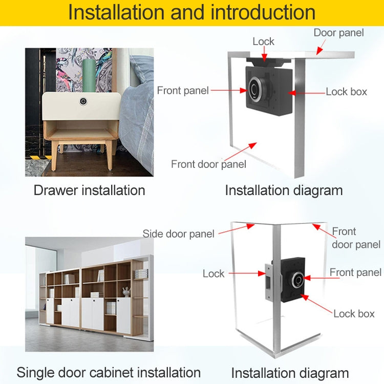 F050 Semiconductor Fingerprint Cabinet Lock Zinc Alloy Drawer Lock Smart Furniture Lock