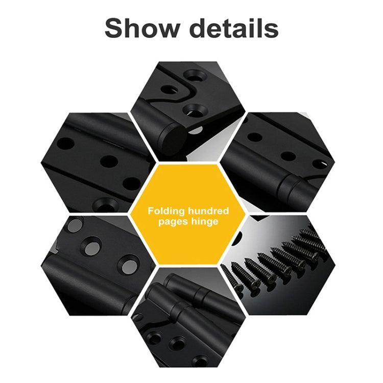 4 Inch Hinge Stainless Steel Bearing Loose-leaf Solid Wood Door Mute Thickening Folding Hundred-page Hinge, Size:4x3x3.0cm, Color:Black