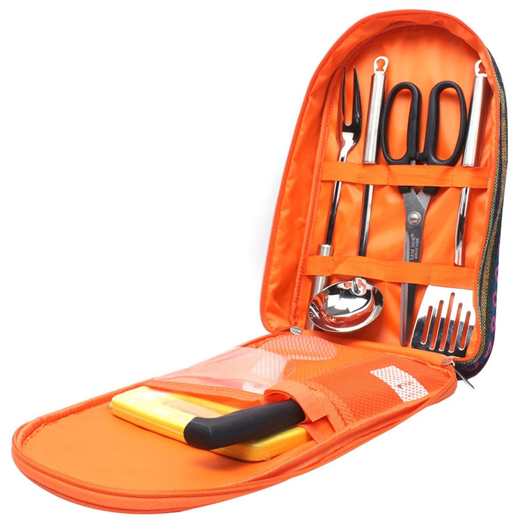 7 In 1 Outdoor Portable Cookware Set Picnic Kitchen Utensils 201 Stainless Steel Barbecue Picnic Supplies Handbag