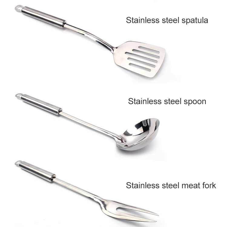 7 In 1 Outdoor Portable Cookware Set Picnic Kitchen Utensils 201 Stainless Steel Barbecue Picnic Supplies Handbag