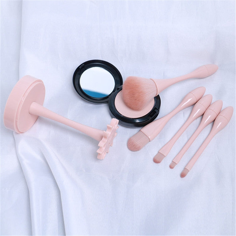 Mini Makeup Brush Set Portable Tool Beauty Makeup Brush Small Waist Brush, Style:Mini Skin Tone 5 Sticks + Stand