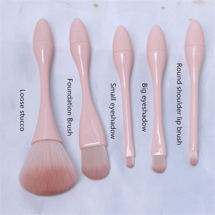 Mini Makeup Brush Set Portable Tool Beauty Makeup Brush Small Waist Brush, Style:Mini Skin Tone 5 Sticks + Stand