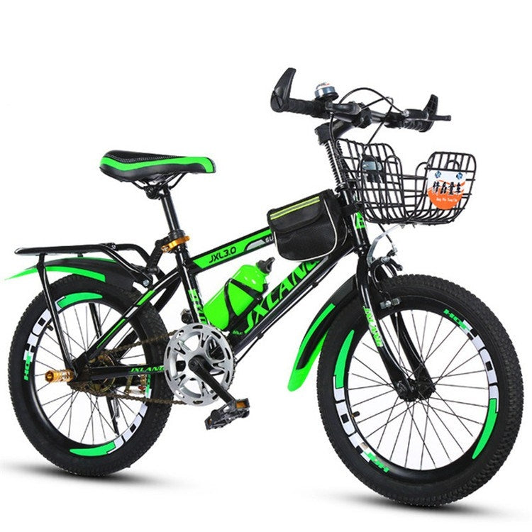 22 Inch Childrens Bicycles 7-15 Years Old Children Without Auxiliary Wheels, Style:Variable Speed Luxury(Black Green)