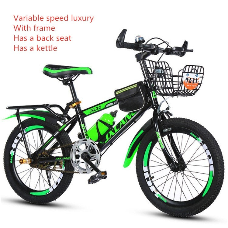 22 Inch Childrens Bicycles 7-15 Years Old Children Without Auxiliary Wheels, Style:Variable Speed Luxury(Black Green)